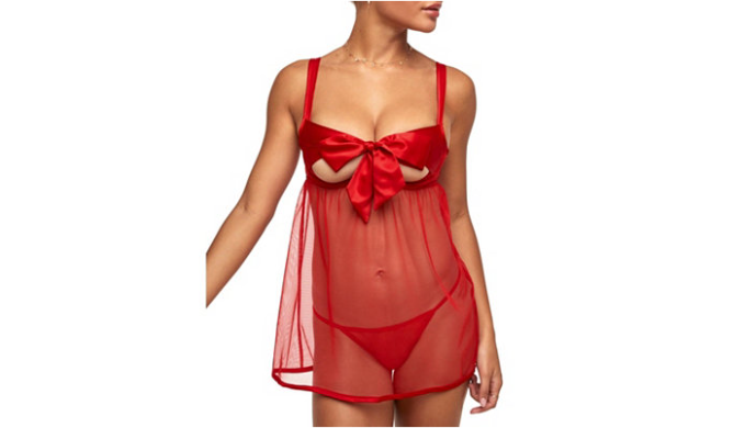 Adore Me Besima Women's Unlined Babydoll & Panty Set Lingerie - Macy's