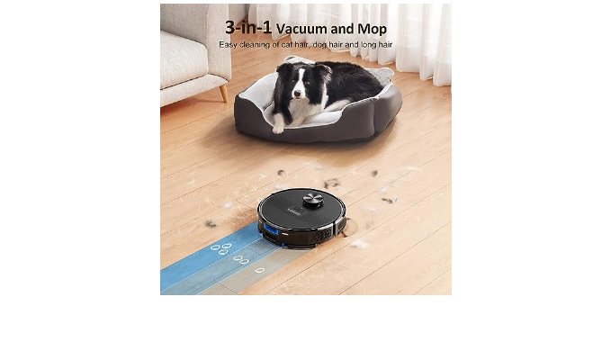 Lubluelu Robot Vacuum and Mop Combo 4000Pa, LiDAR Navigation, 3 in 1  Robotic Vacuum Cleaner with Laser, 5 Smart Mapping,10 No-go Zones,  App/Alexa Control, Vacuum Robot for Pet Hair, Carpet, Hard Floor 