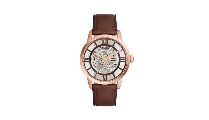 Fossil Men’s Townsman Automatic Stainless Steel and Leather Three-Hand ...