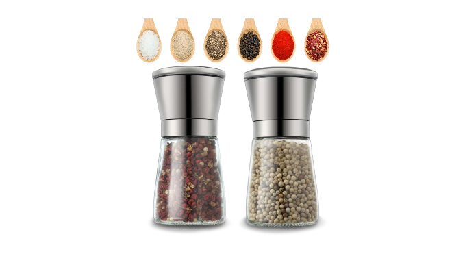 Bestdin Salt and Pepper Grinder Set of 2, 180ml Stainless Steel