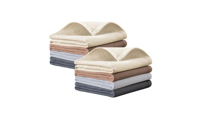 Py Home & Sports Dish Towels Set, 100% Cotton Waffle Weave Kitchen 